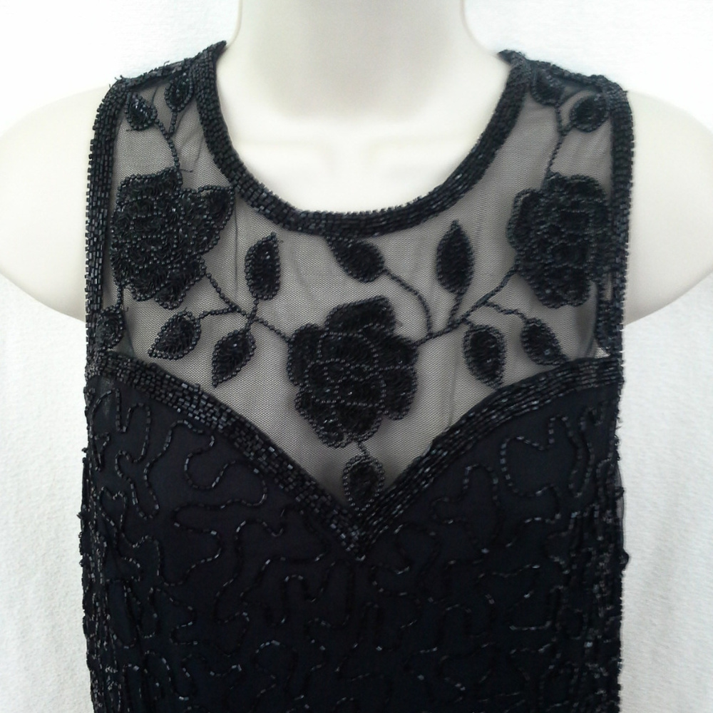 *HP* Brilliante by J.A. dress M Black Silk Beaded - Picture 7 of 8